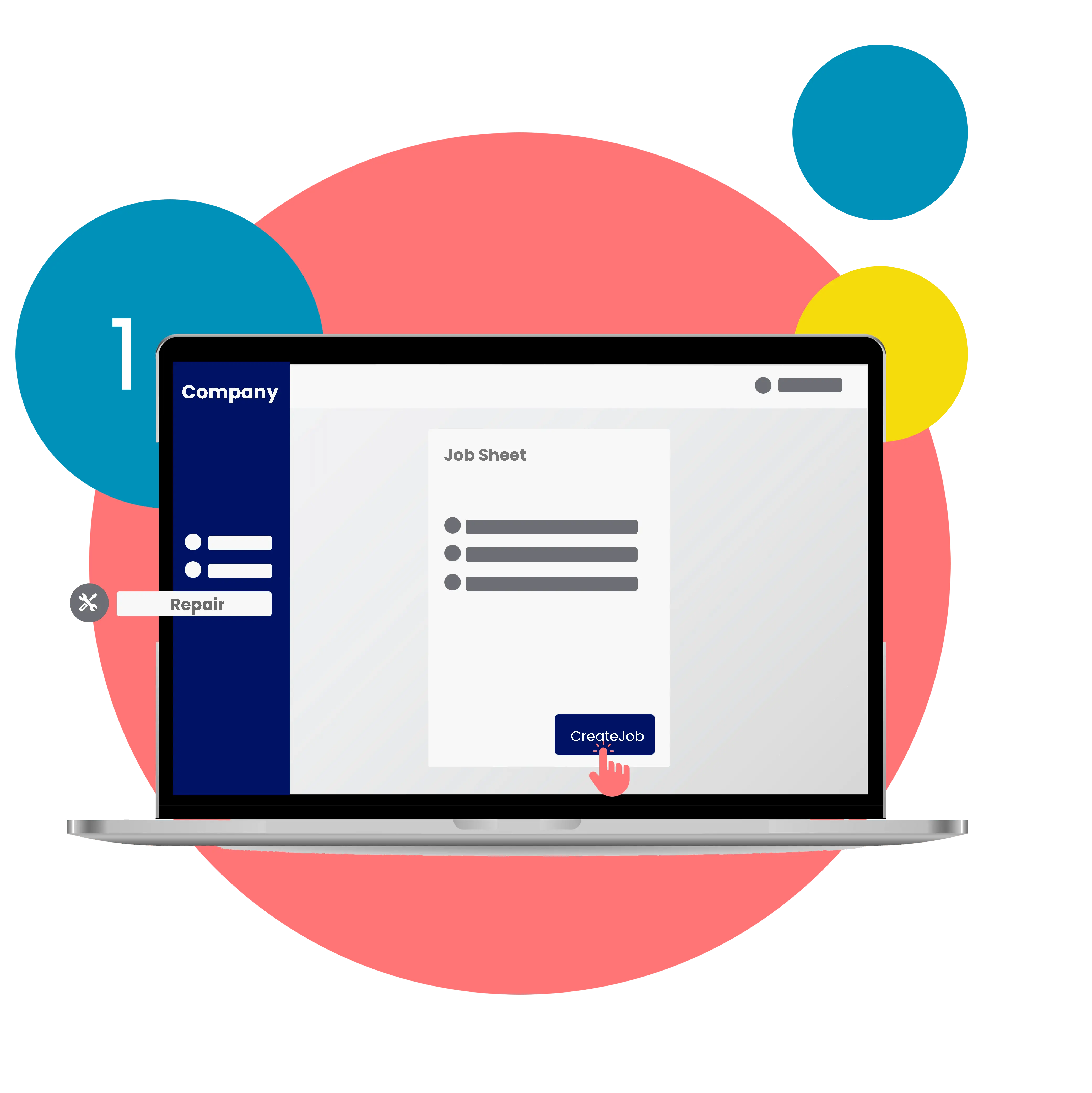 Jet Pack dashboard displaying features for creating and managing job sheets, including job assignment, inventory tracking, and reporting.